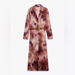 Zara long sleeve printed satin midi dress